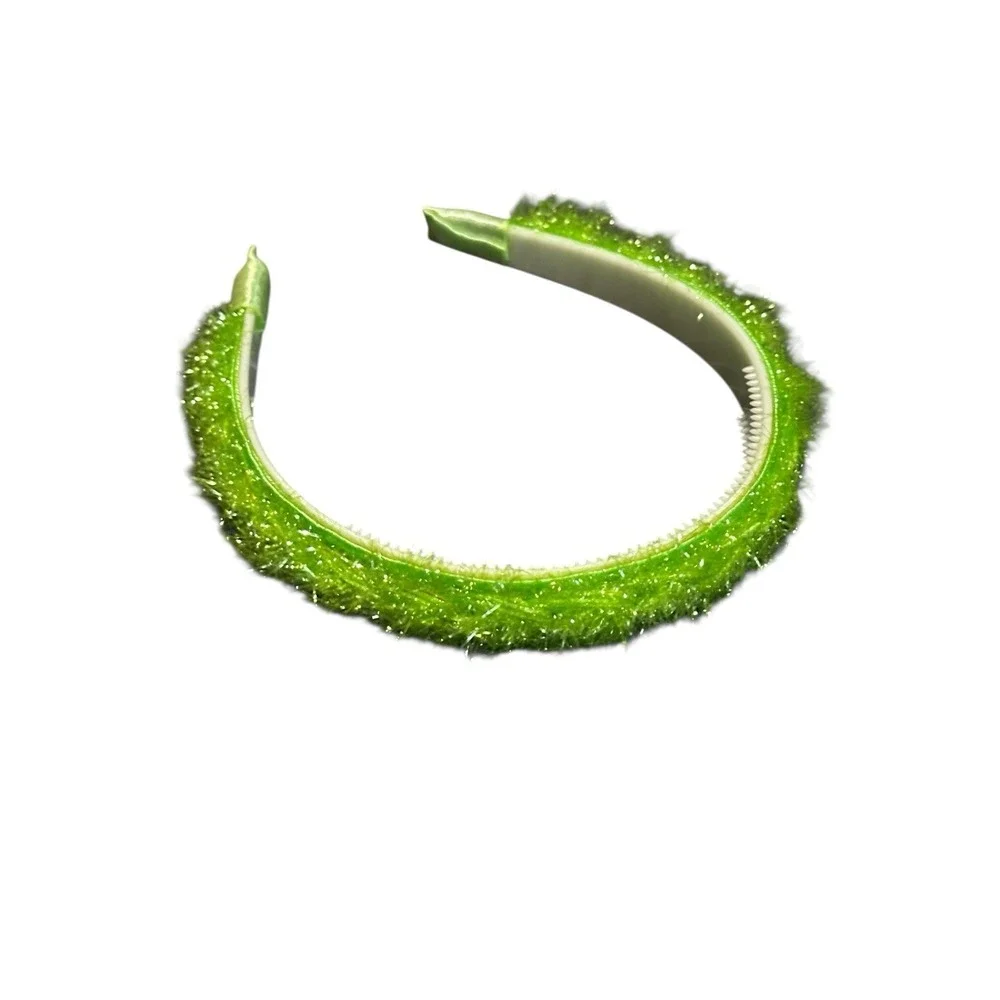 Unbranded Girls Fuzzy Tinsel Headband Hair Accessory Green One‎ Size NEW